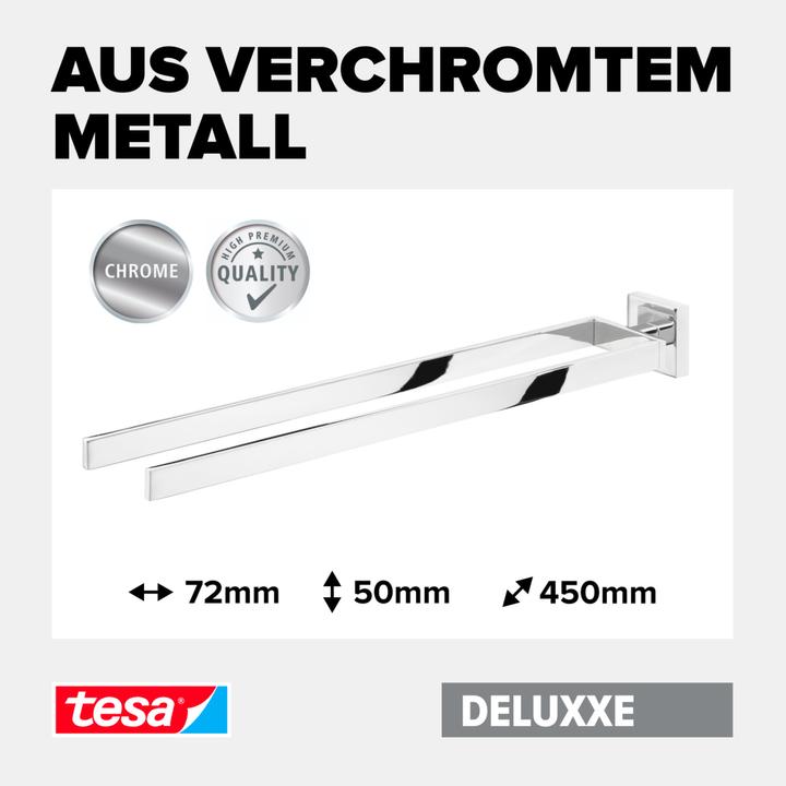 Produktbild tesa DELUXXE Handtuchhalter zweiarmig inkl. Klebelösung ohne Bohren