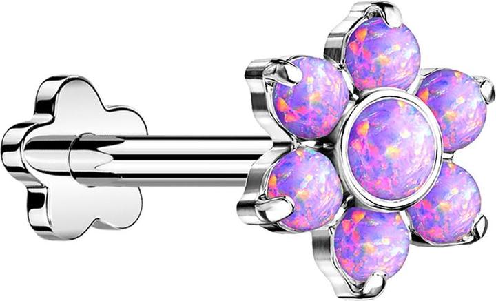 Immagine prodotto Star Piercing Micro Labret filo interno placcato oro sei sfere cinque cristalli argento (Titanio G23, senza ottone)