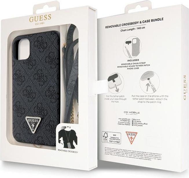 Actual product image Guess GUHCN61P4TDSCPK iPhone 11 / Xr 6.1" czarny/black hardcase Crossbody 4G Metal Logo (Apple iPhone 11, Apple iPhone XR)