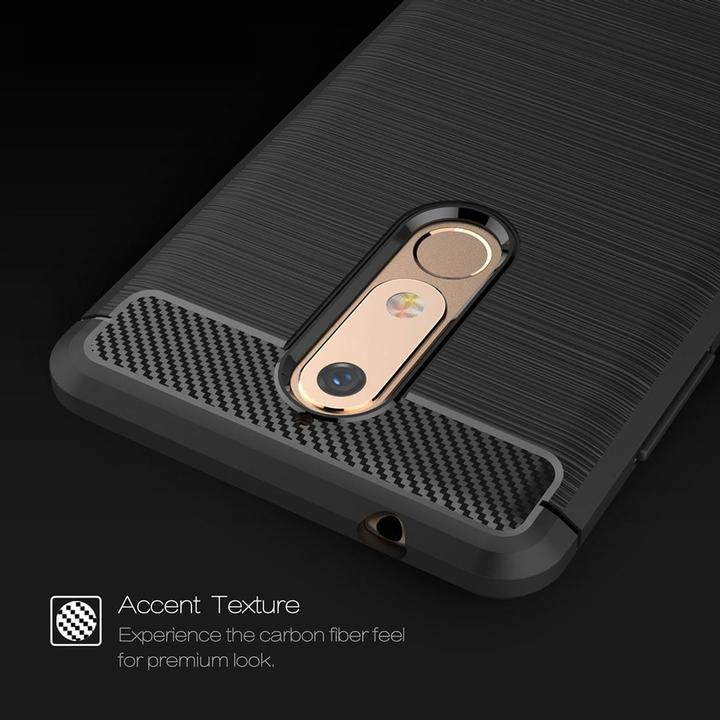 Produktbild König Design Nokia 5.1 Case Carbon Fiber Optik Brushed Schutz Hülle Bumper Cover Etui Grau (Nokia 5.1)