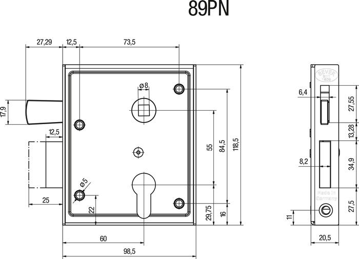 Produktbild Bever Universal-Kastenschloss (Profilzylinder)