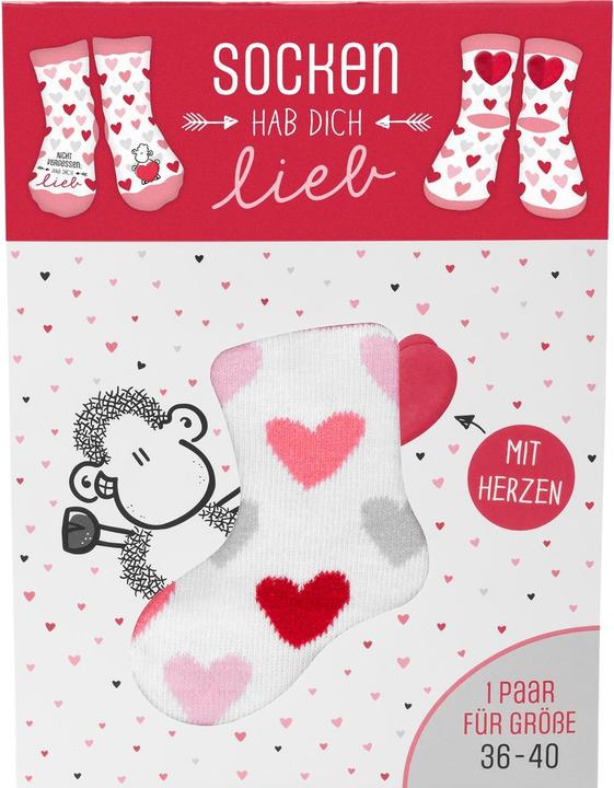 Actual product image Sheepworld Socks with heart motif "LIEB" (Single pack, 36 - 40)