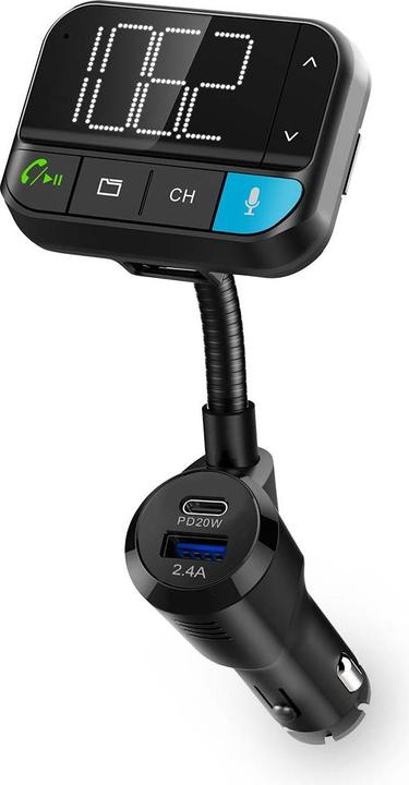 Actual product image Nedis Car Audio FM Transmitter | Gooseneck | Handsfree | 2 " | Black and White Monitor | Bluetoot