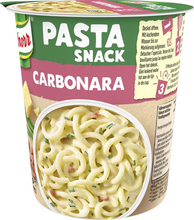 Image du produit Knorr Pasta snack Carbonara gobelet, pâtes avec sauce crémeuse & bacon, prêt en 5 minutes (88 g)