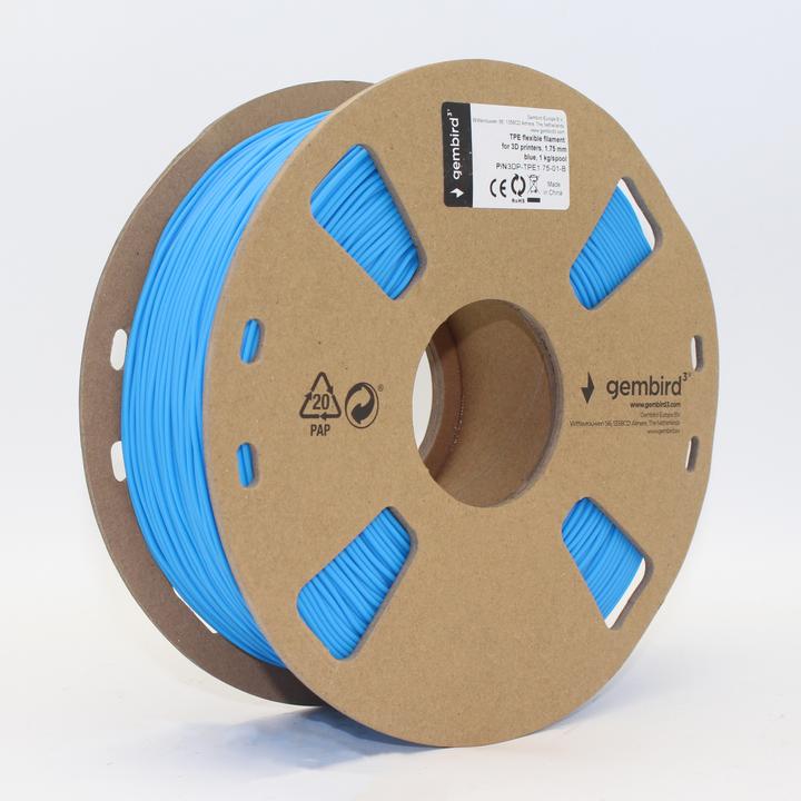 Actual product image Gembird 3DP-TPE1.75-01-B Filament TPE FLEXIBLE Mėlyna | 1,75mm | 1kg (TPE, 1.75 mm, 1450 g, Blue)