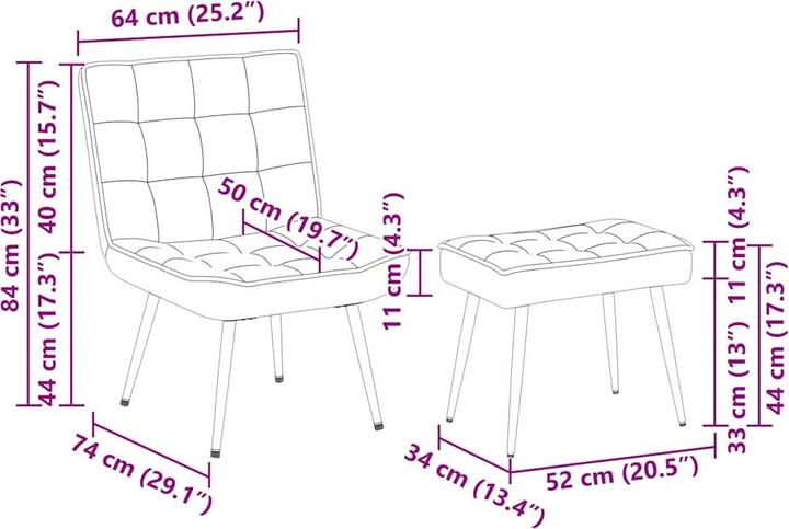 Produktbild VidaXL Relaxsessel mit Hocker Hellgrau Samt Sessel Sessel mit Hocker
