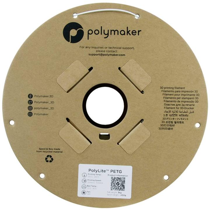 Image du produit Polymaker PolyLite PETG (PETG, 1.75 mm, 3000 g, Blanc)