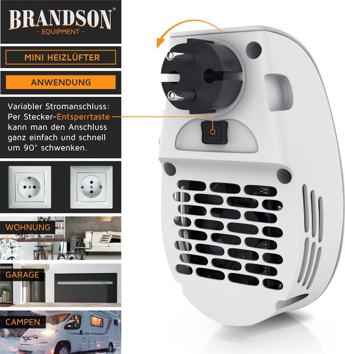 Actual product image Brandson Socket Mini Fan Heater 500 W, Bathroom Ceramic Heater with Temperature Control & Remote Control (500 W)