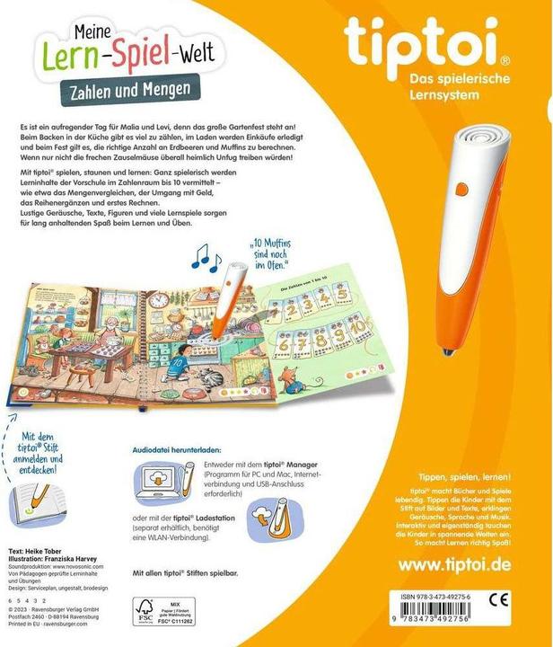 Actual product image tiptoi Zahlen und Mengen (German, Heike Tober, Franziska Harvey, 2023)