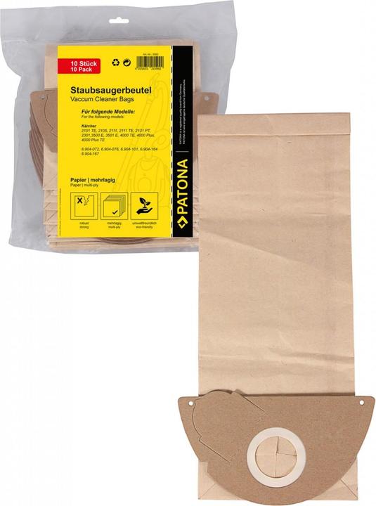 Actual product image Flickbee 10 hoover bags multi-ply paper for Kärcher 2101 TE 2105 2111 3500 E 3501 E 4000 Plus 6. (10 x)
