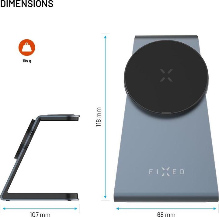 Produktbild Fixed MagPowerstation Alu, gwiezdna szarość (15 W)