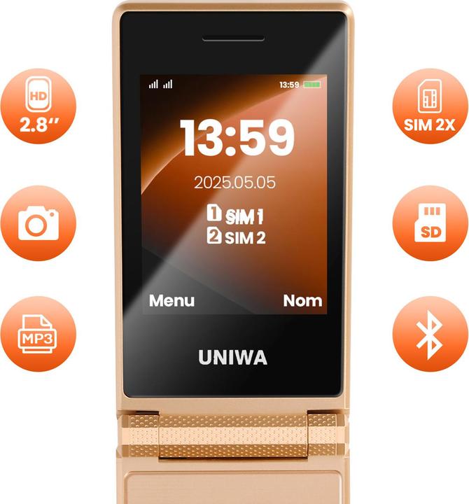 Actual product image Avizar Klapphandy mit 2 Bildschirmen Akku 1200mAh Dual-SIM (2.80")