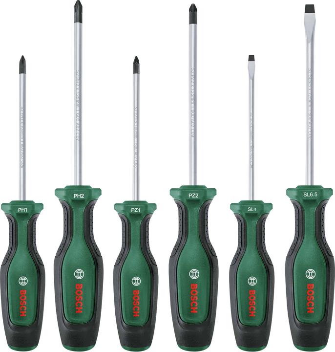 Productafbeelding Bosch Home & Garden Schroevendraaierset 6-delig (Phillipps kruissleuf (PH), Kruisvormig PZ, Schroeven met sleufkop)