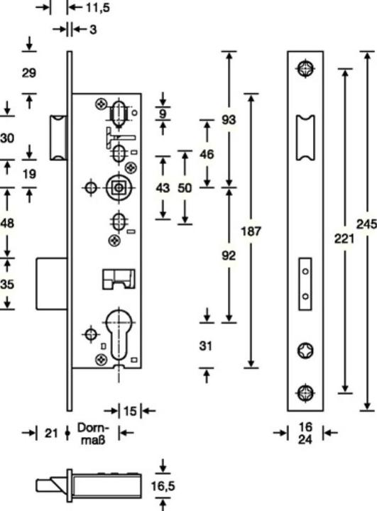 Produktbild SSF Panik-Rohrrahmen-Einsteckschloss D DIN rechts einwärts 24/245/40/92/9 mm Klasse 3 käntig
