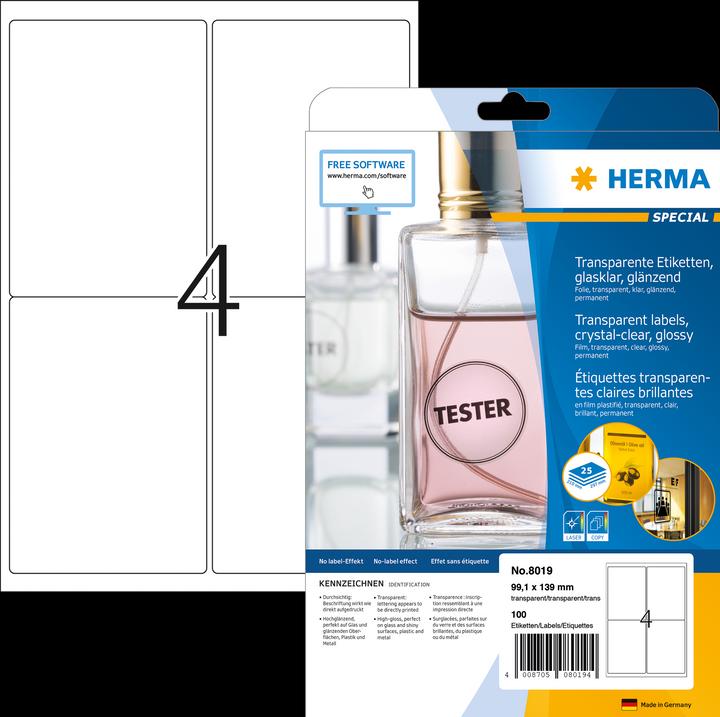 Produktbild HERMA Transparente Etiketten A4