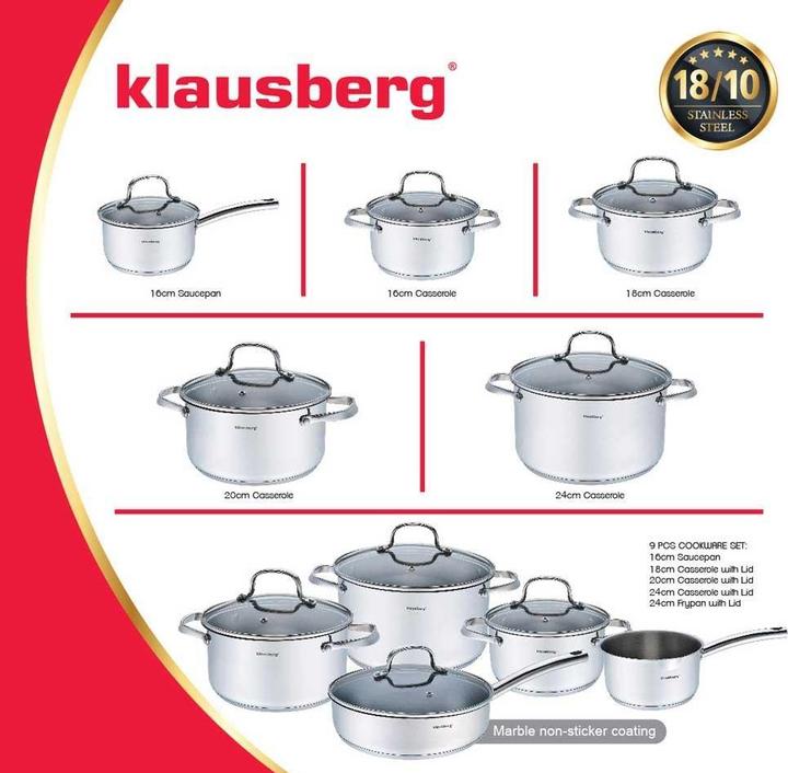 Produktbild Klausberg POT SET 9 ELEM. KB-7215 18/10 (Pfannenset + Topfset, Edelstahl)