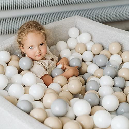 Produktbild Activity Board Bällebad Baby - Quadrat 90x90x40cm Baby Pool für Kinder mit 200 Bälle, Baumwolle, Hellrosa: