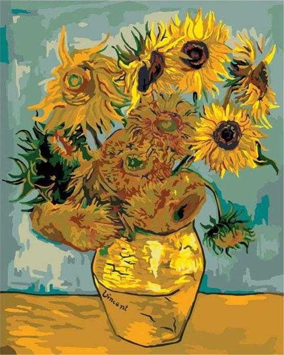Productafbeelding Figured'Art Schilderij op nummer - Van Gogh Zonnebloemen op spieraam