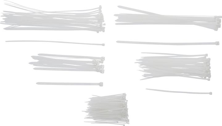 Produktbild BGS Kabelbinder-Sortiment weiss verschiedene Grössen 250-tlg. (Kunststoffkabelbinder, 300 mm, 250 Stk.)