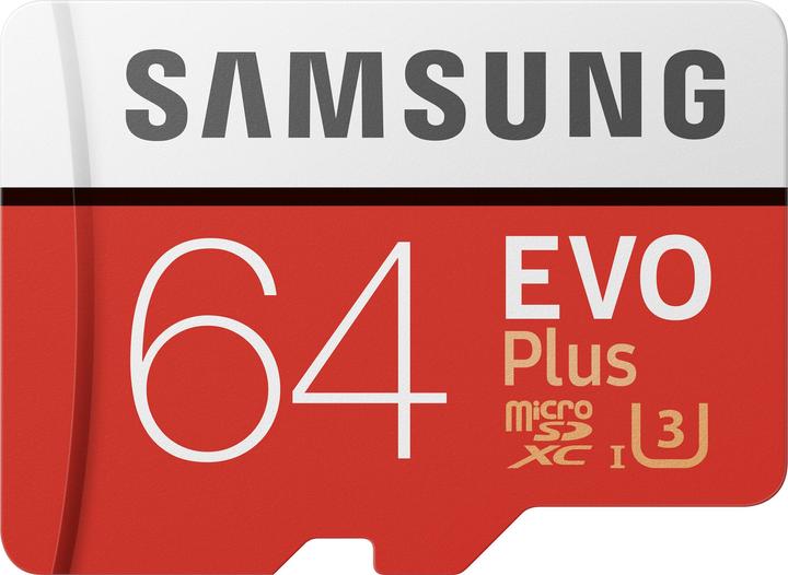 Image du produit Samsung Evo+ microSD UHS-I (64 Go, microSDXC, U3, UHS-I)