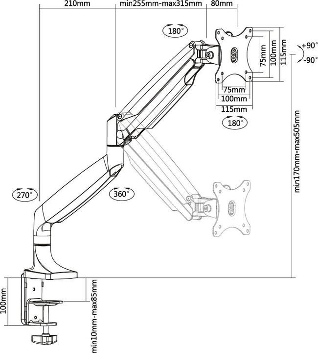 Produktbild Multibrackets Spring Single (Tisch, 27")