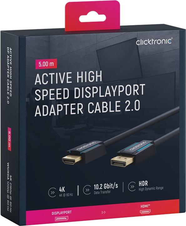 Immagine prodotto clicktronic Cavo adattatore Casual DisplayPort/HDMI™, 5 m (5 m, DisplayPort, HDMI)