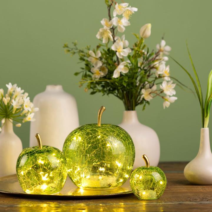 Produktbild G. Wurm Apfel mit 20er LED aus Glas Hellgrün (B/H/T) 16x17 (16 x 17 x 16 cm)