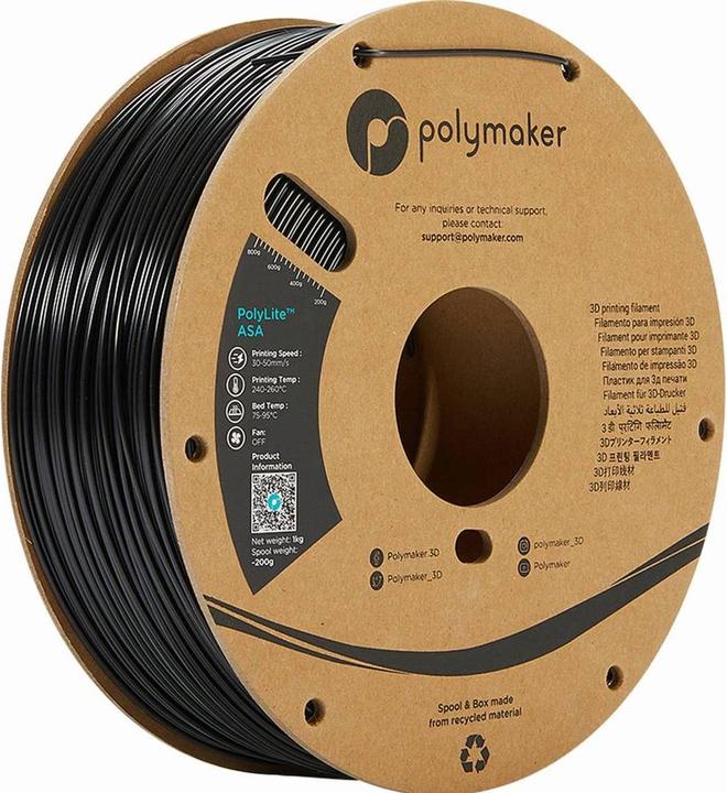 Immagine prodotto Polymaker PolyLite ASA nero 1,75 mm 5 kg (ASA, 1.75 mm, 5000 g, Nero)