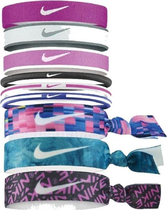 Nike Gemischte Haargummis 9 Stück, 3 Breiten, mehrfarbig (Haargummi)