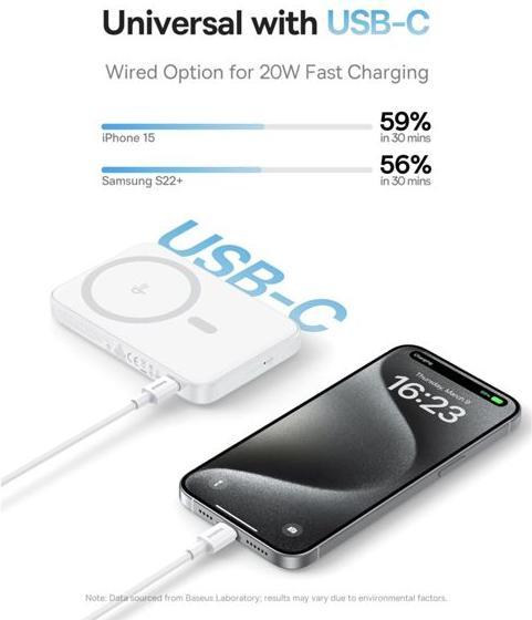 Actual product image Baseus magnetic powerbank with stand PicoGo Qi2 5000mAh 20W (5000 mAh, 20 W)