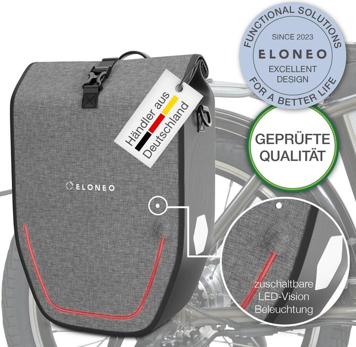 Produktbild Eloneo Fahrradtaschen wasserdicht mit LED (20 l, Gepäckträgertasche)