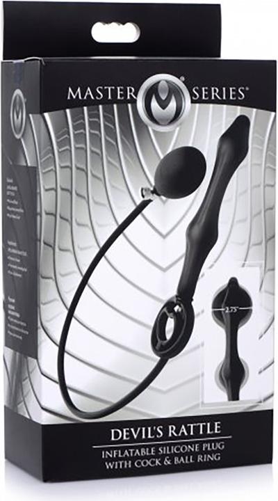 Actual product image Master Series Inflatable Silicone Anal Plug + Cock & Ball Ring