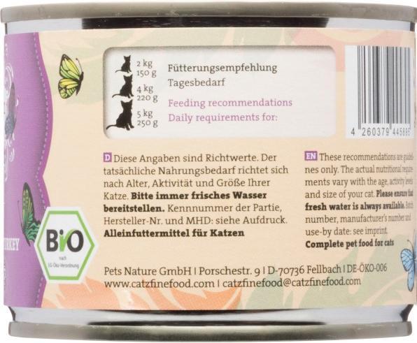Immagine prodotto Catz Finefood Organico No.511 Turchia (Adulto, 6 pz., 200 g)