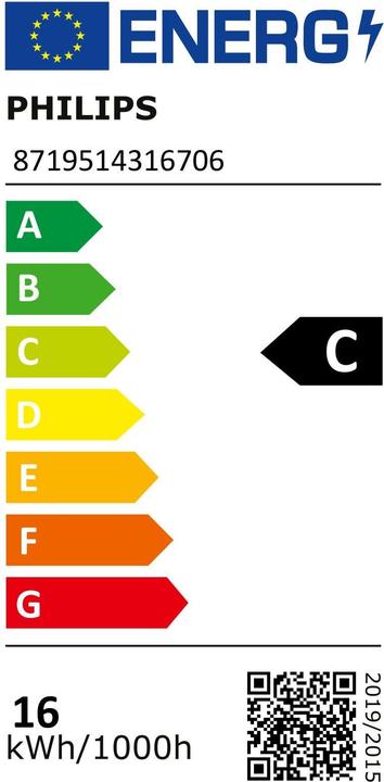 Energie-Label Philips Röhre MAS LEDtube VLE UN 1200 mm UO 15.5W 840 T8 (G13, 15.50 W, 2500 lm, 1 x, C)