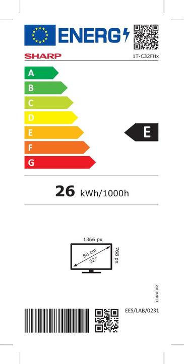 Energielabel Sharp 32FH2EAW (32", LCD, WXGA, 2023)
