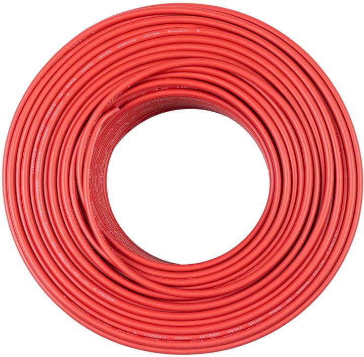 Furber.power Anschlusskabel 4 mm² ohne Stecker, Rolle 100 m, Rot (Solarkabel)