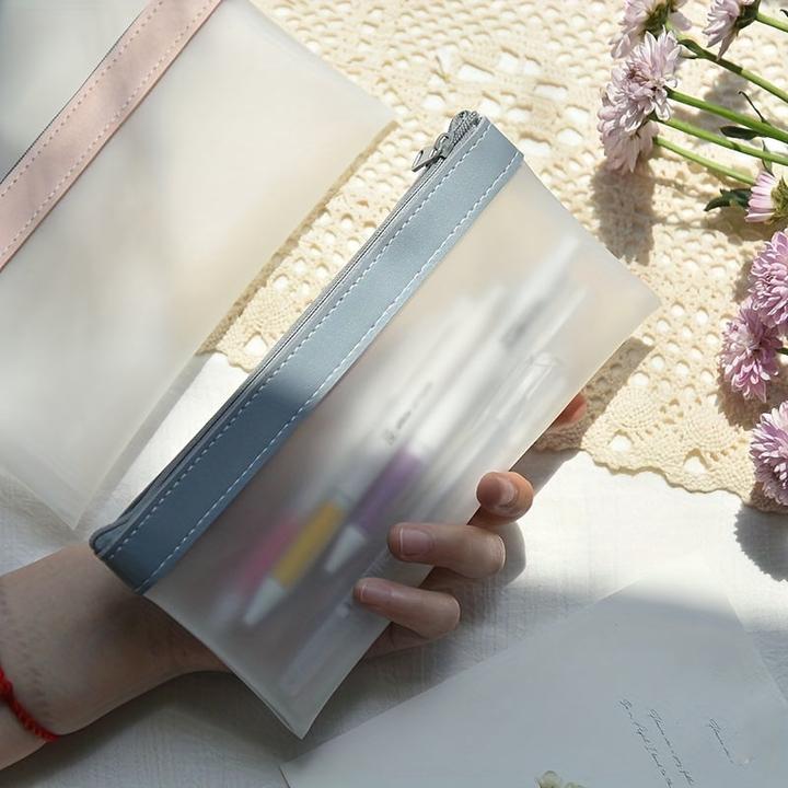 Actual product image Only-Bags.Store Frosted Translucent Pencil Case School Student Zipper Pencil Bag Pencil Pouch Stationery Supplies