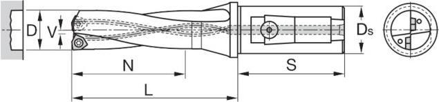 Actual product image KUB Trigon® indexable insert solid drill combination shank 3×D (26.5 millimetres)