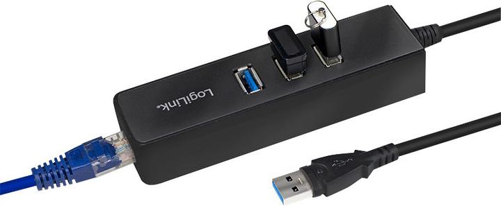 Produktbild LogiLink USB 3.0 3-Port-Hub mit Gigabit Ethernet UA0173A (USB-A, 1000 Ports)