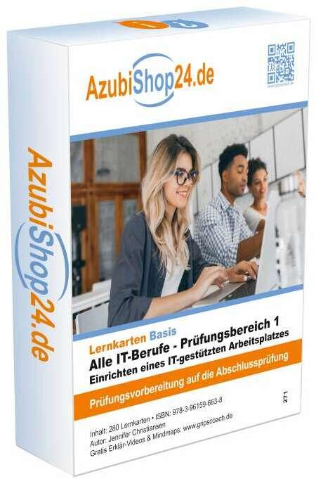 Produktbild Lernkarten Alle IT-Berufe - Prüfungsbereich 1 - Einrichten eines IT-gestützten Arbeitsplatzes (Deutsch, Jennifer Christiansen, 2024)