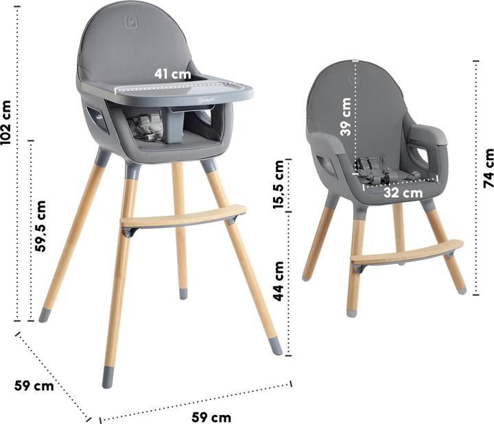 Actual product image BabyGo Skandi high chair grey (Highchair)