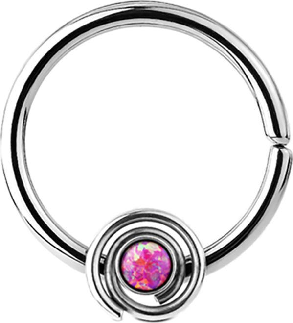 Star Piercing Septum Ring spirale mit Opal pink (Chirurgenstahl 316L, ohne Messing)