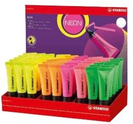 Actual product image STABILO Highlighter NEON, 45 cardboard display (Red, Violet, 5 mm)