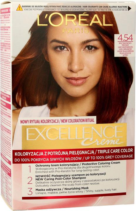 Immagine prodotto L'Oréal Paris L'Oreal - Excellence Creme Tintura per capelli 4.54 Castano Mogano Rame (4,54 Mogano Marrone Rame)