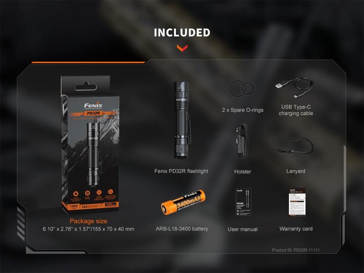 Actual product image Fenix PD32R torch (13.50 cm, 1400 lm)