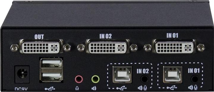 Produktbild Intertech KVM KVM-AS-21DA 2x DVI-I 2x 3pol 3,5mm Klinke 2x USB