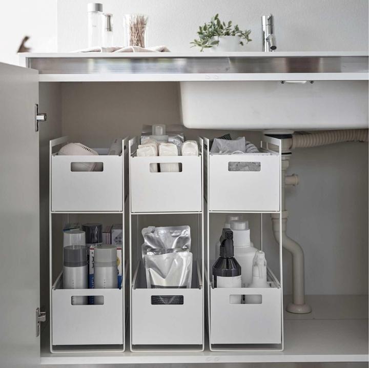 Actual product image Yamazaki Storage baskets with stand TOWER (2 x)