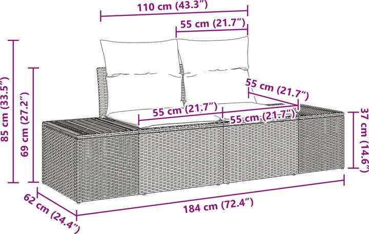 Image du produit VidaXL Ensemble de 8 canapés de jardin avec coussins Beige Poly Rattan