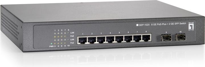 Actual product image LevelOne Level One GEP-1020: 8GE PoE + 2 GE SFP (8 ports)