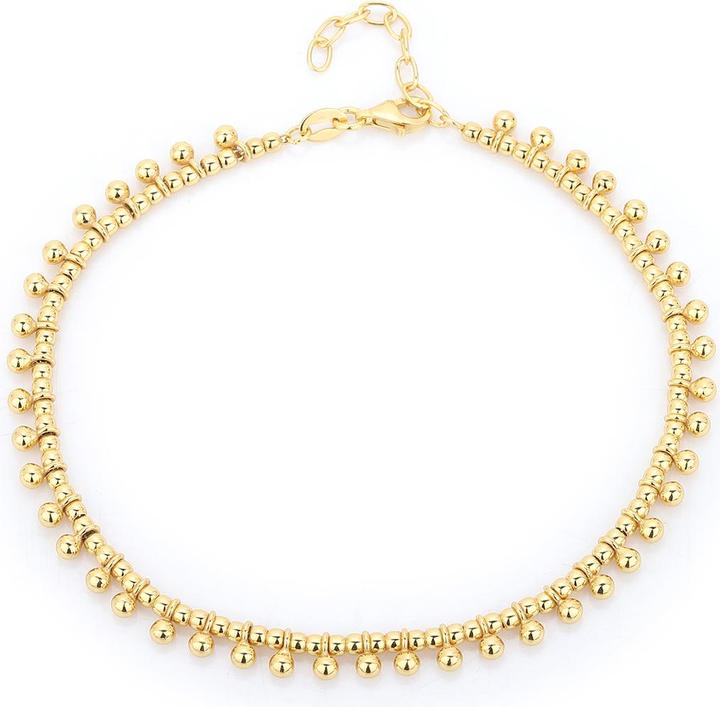 Leyda Fusskette Kugelanhänger (Silber 925, vergoldet 750 / 18 K Gold, 26 cm)
